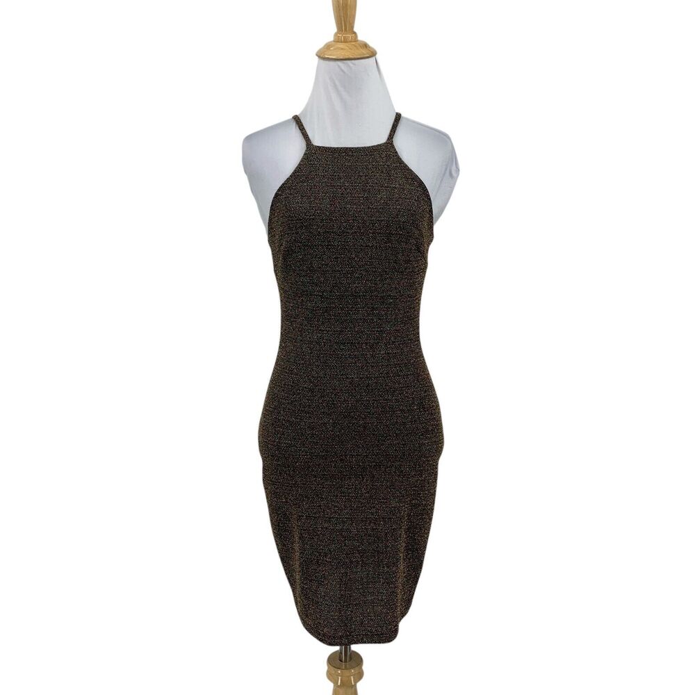 Ibiss Dress Womens XS Extra Small Muti Glare Retro Sparkle Bodycon Mini Halter